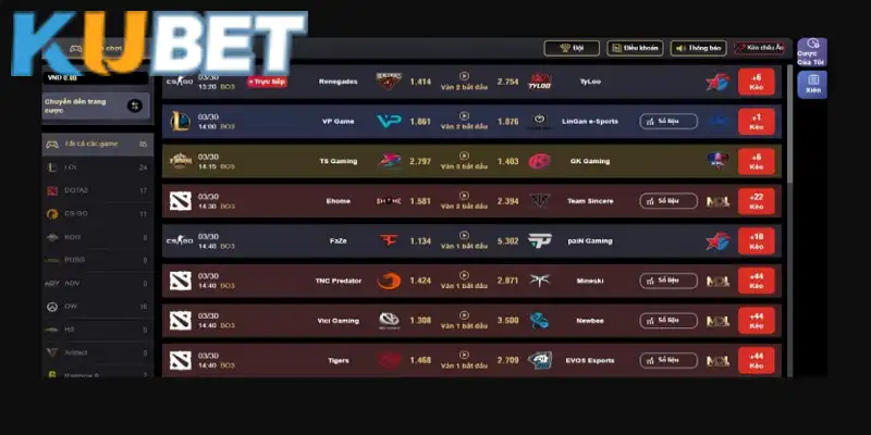 Cá cược esport dần trở nên quen thuộc tại Kubet 